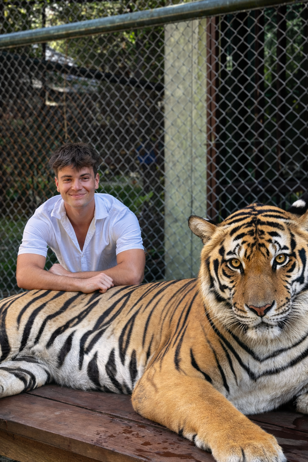 Owner of Premier Exterior with a tiger